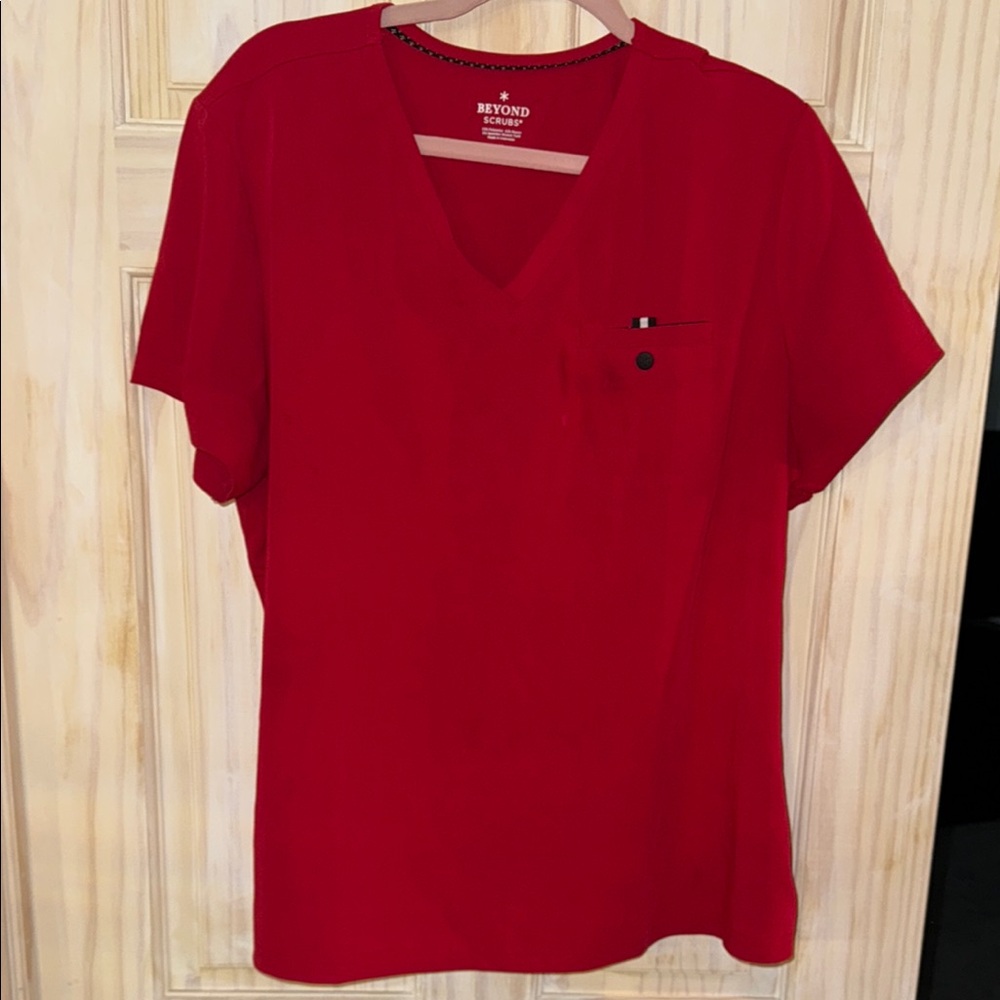 Women's Red V-Neck Top